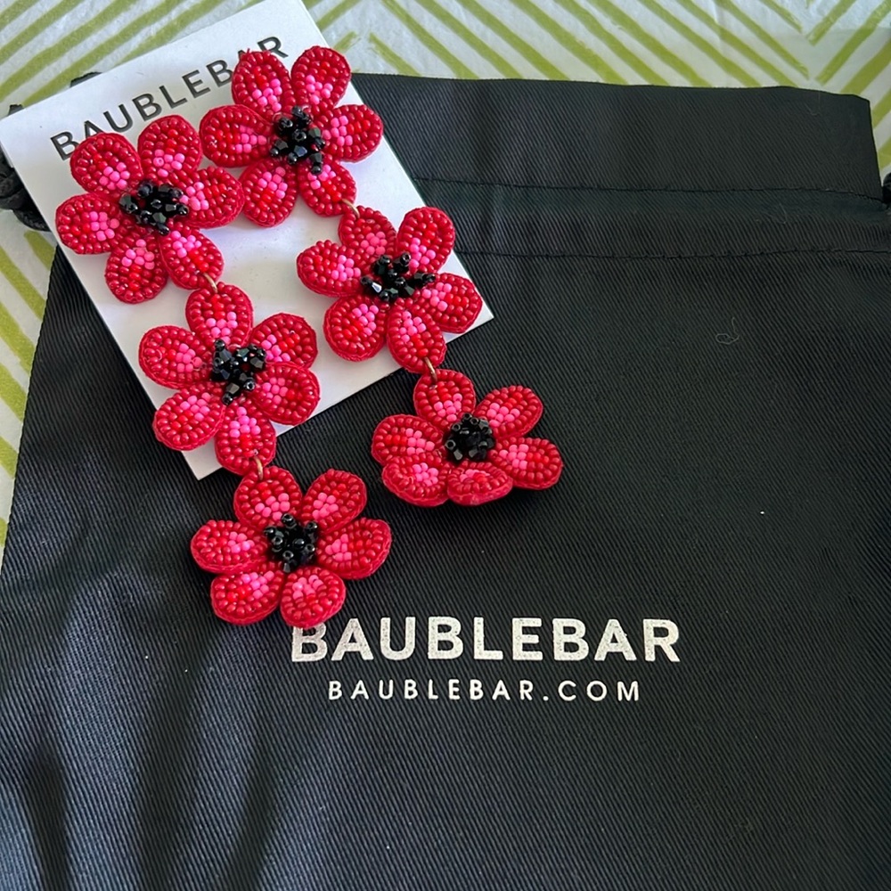 Great for Valentines. BAUBLEBAR tri-colored earrings.